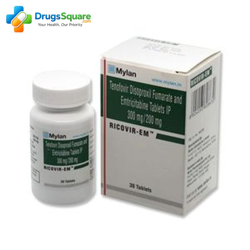 Ricovir EM Emtricitabine Tenofovir 200 mg/300 mg Tablet