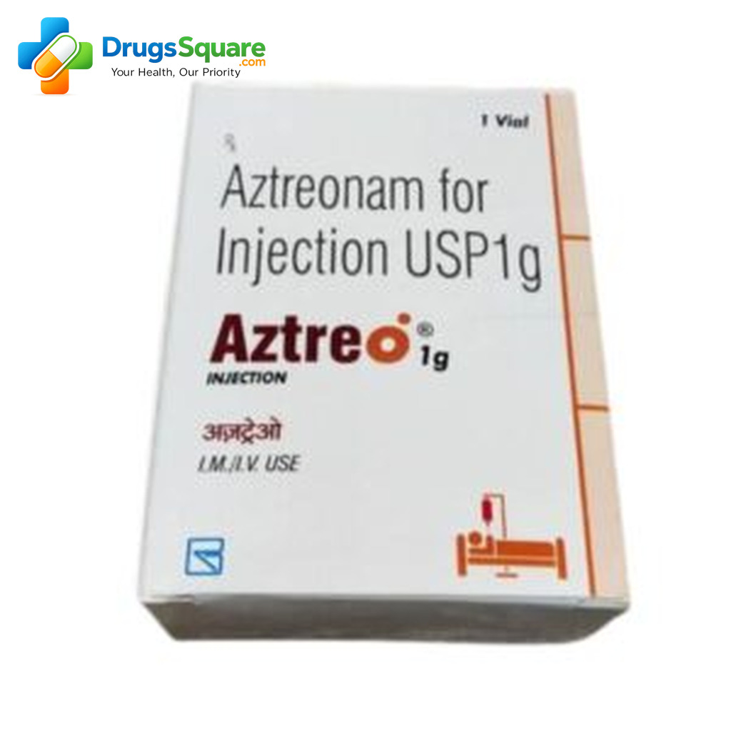 Aztreo Aztreonam 1gm Injection vial and label