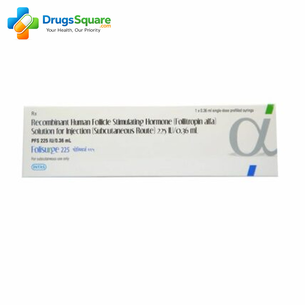 Folisurge FSH Injection 225IU Injection product label for prescription ordering