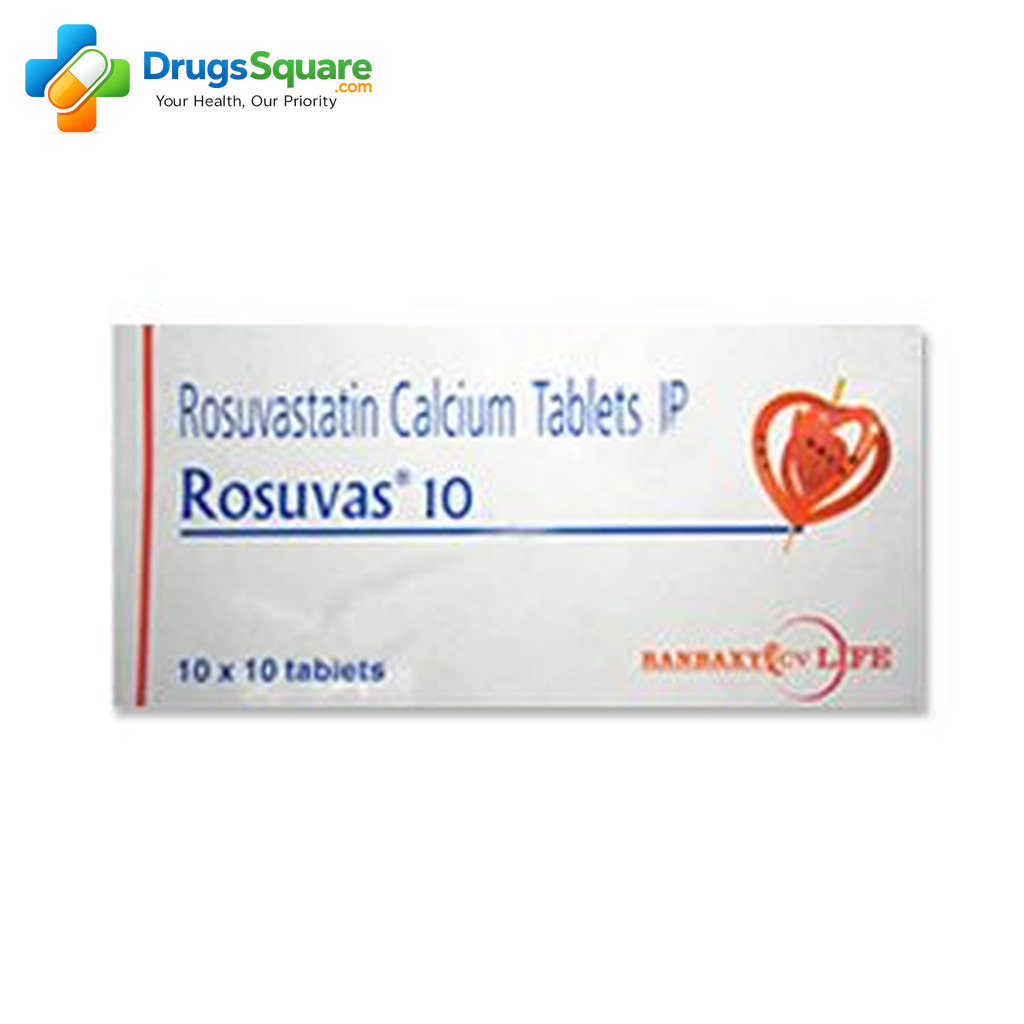 Rosuvas Rosuvastatin 10 mg Tablets product pack