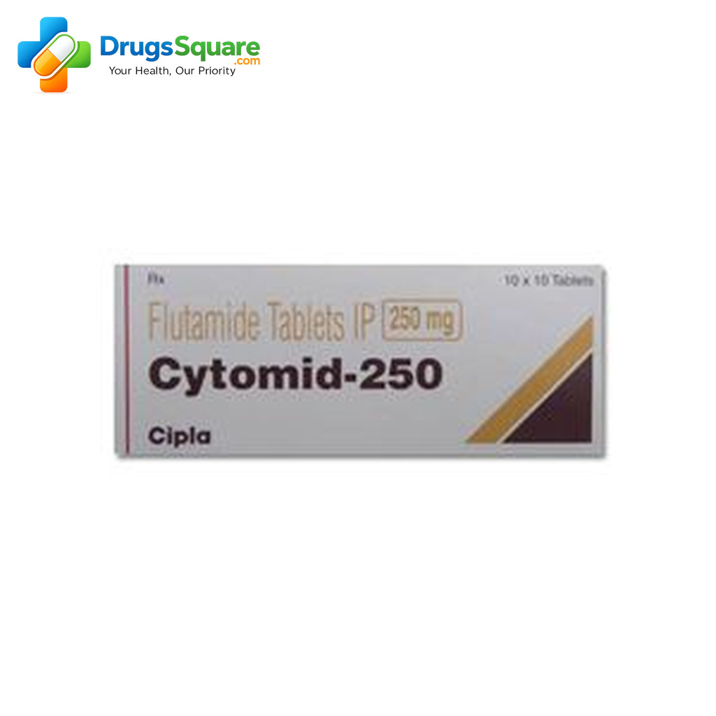 Flutamide 250 mg Tablets bottle and tablets for prescription use