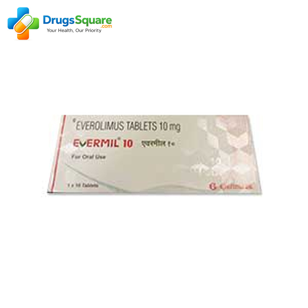 Evermil Everolimus 10 mg Tablets product label for prescription ordering
