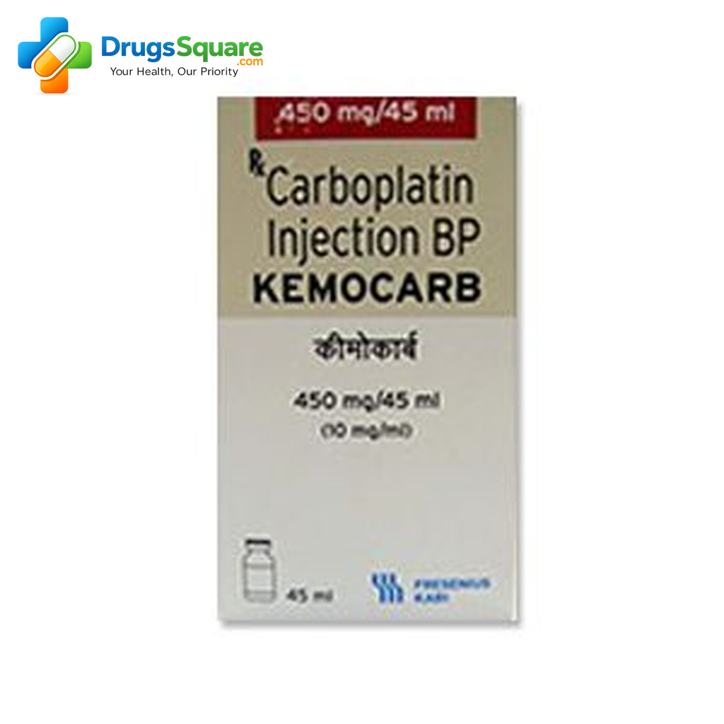 Kemocarb Carboplatin 450 mg Injection vial for prescription oncology use